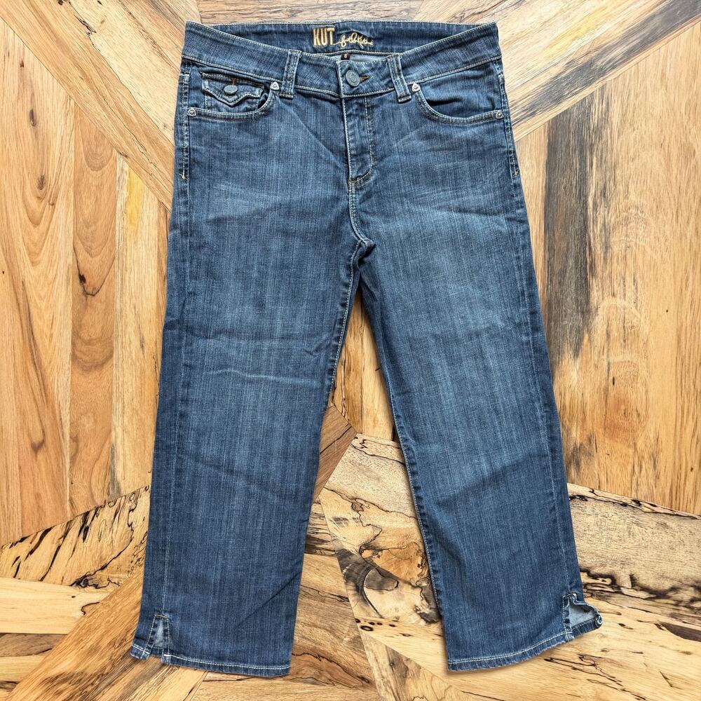 KUT From The Kloth Straight Leg Cropped Dark Wash Denim Blue Jeans Women's 6